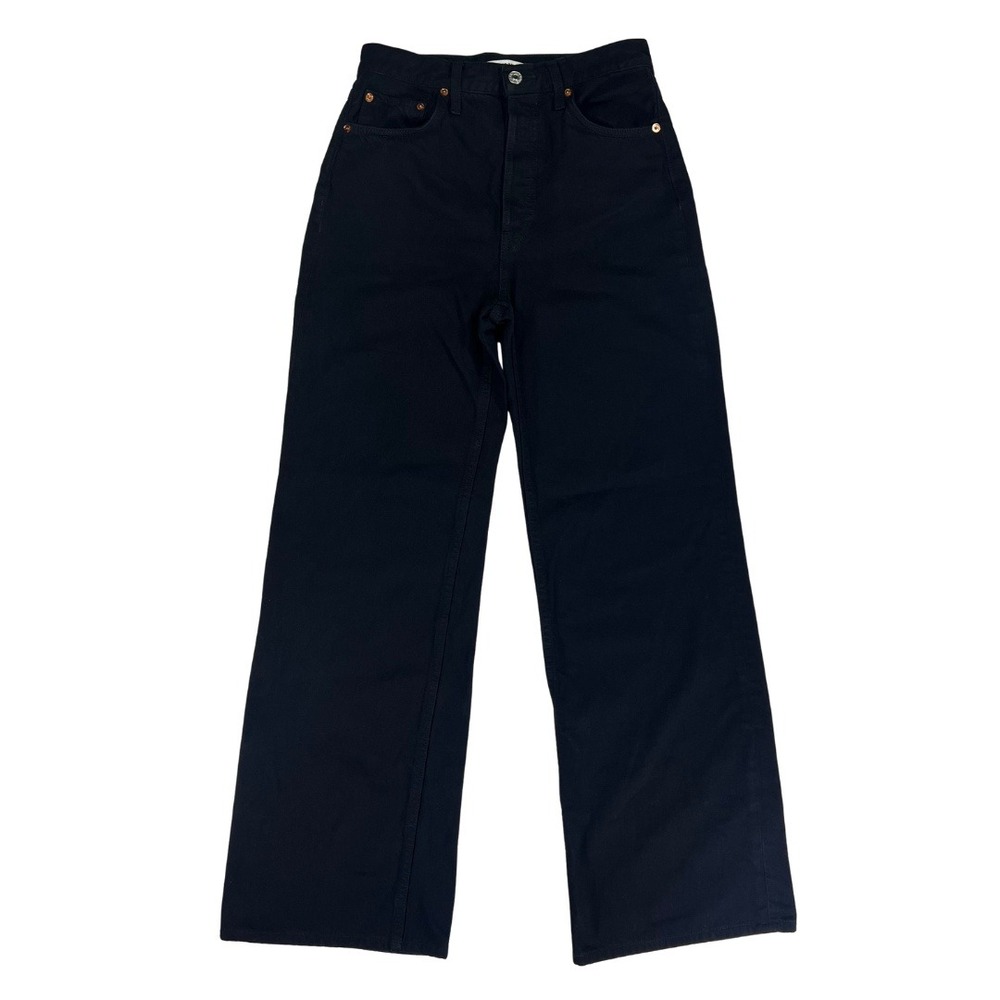 RE/DONE Women's 26 Black High Rise Wide Leg Jeans Button Fly Designer Denim 28W